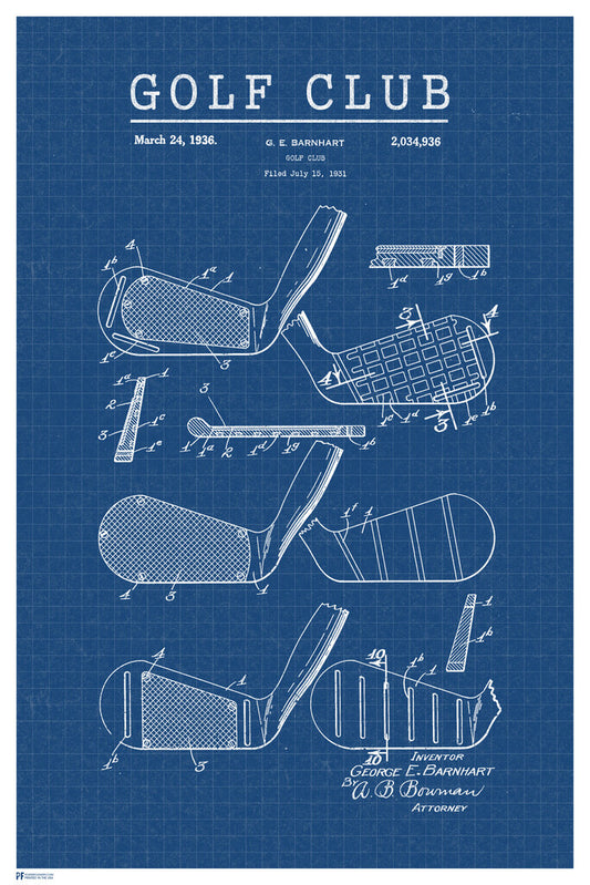 Vintage Golf Club Patent | Retro Sports Blueprint | Golf Enthusiast Gift Poster - Vintage & Retro Poster