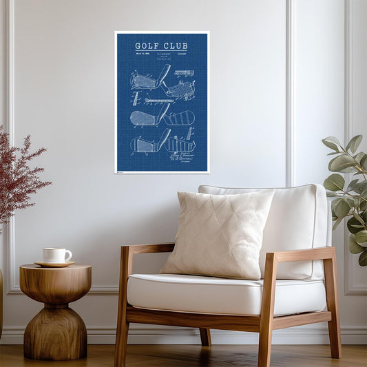 Vintage Golf Club Patent | Retro Sports Blueprint | Golf Enthusiast Gift Poster - Vintage & Retro Poster