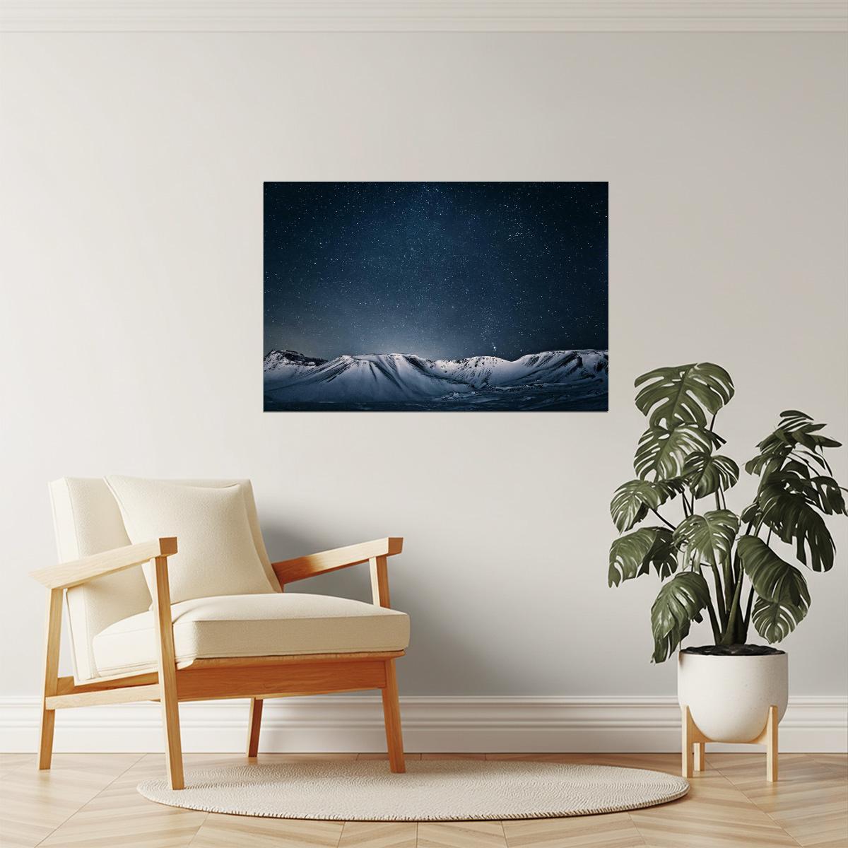 Starry Sky Over Mountains Poster | Night Sky Photography | Astrophotography Wall Art