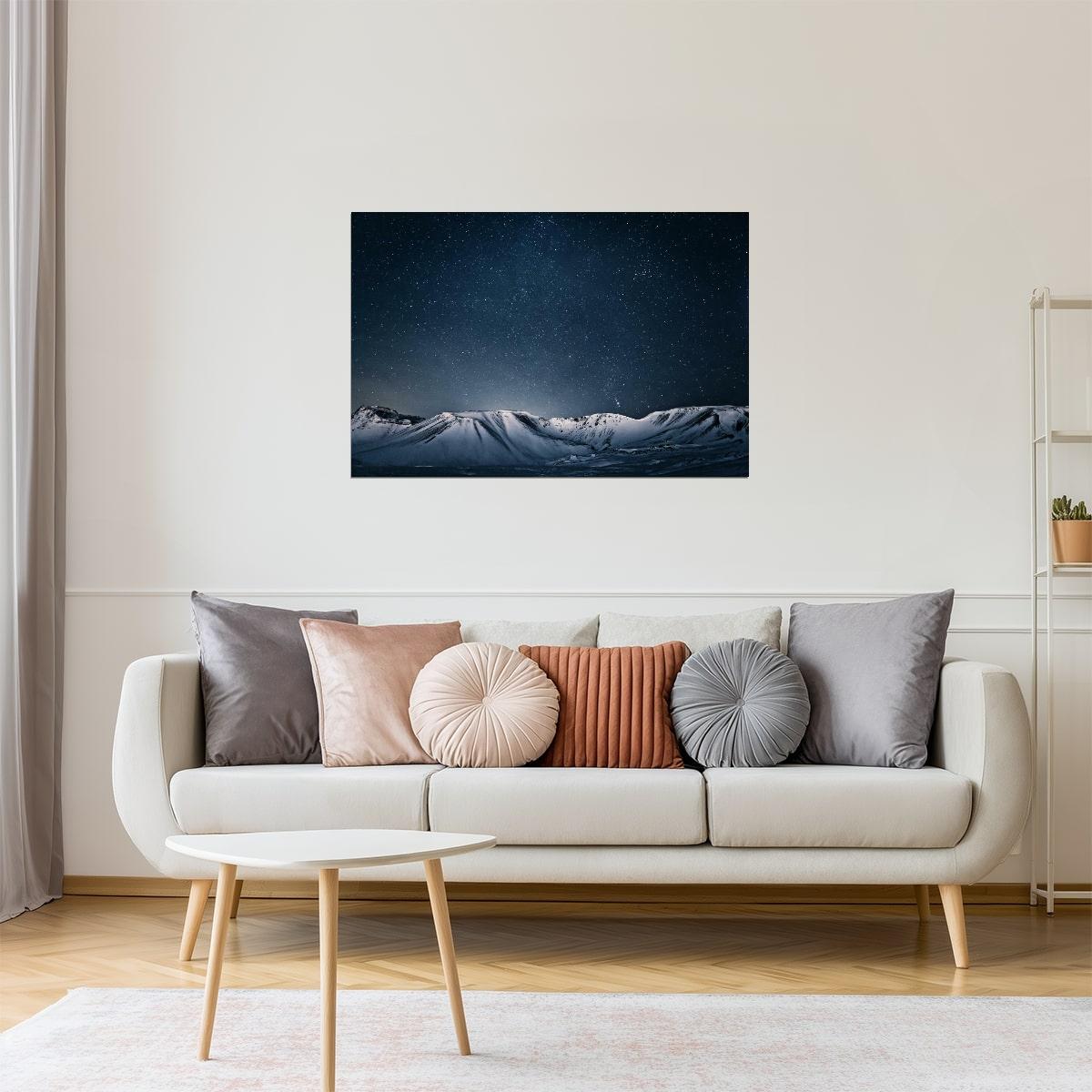 Starry Sky Over Mountains Poster | Night Sky Photography | Astrophotography Wall Art