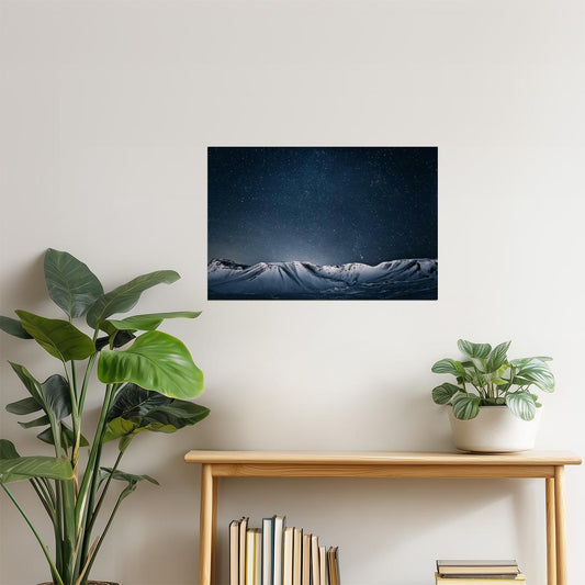 Starry Sky Over Mountains Poster | Night Sky Photography | Astrophotography Wall Art