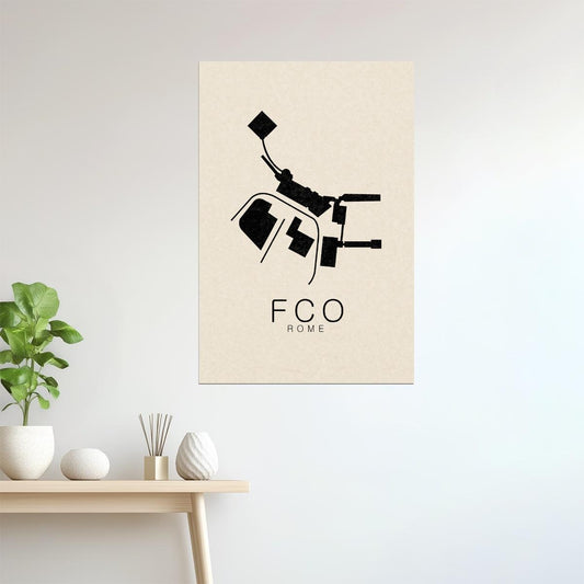 Rome Map | FCO Fiumicino Airport Minimalist Poster
