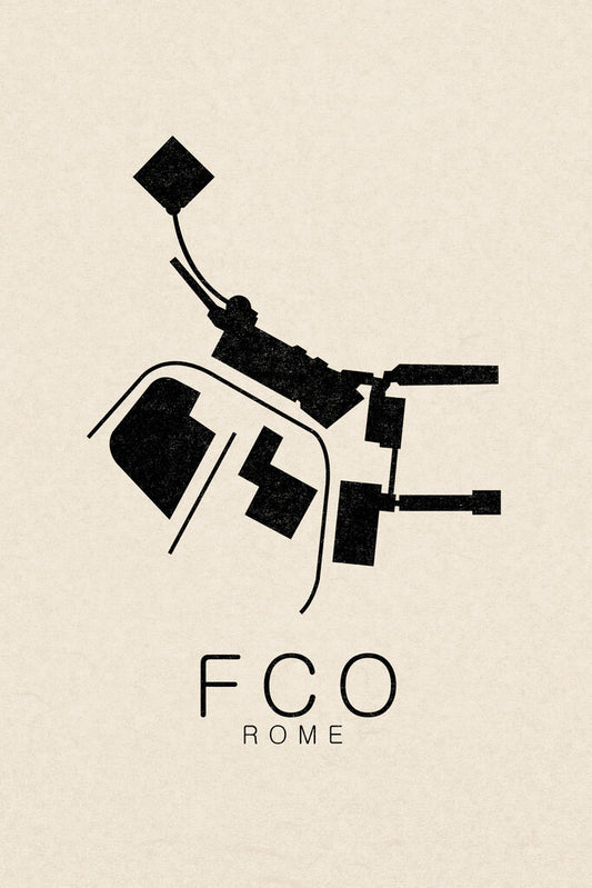 Rome Map | FCO Fiumicino Airport Minimalist Poster