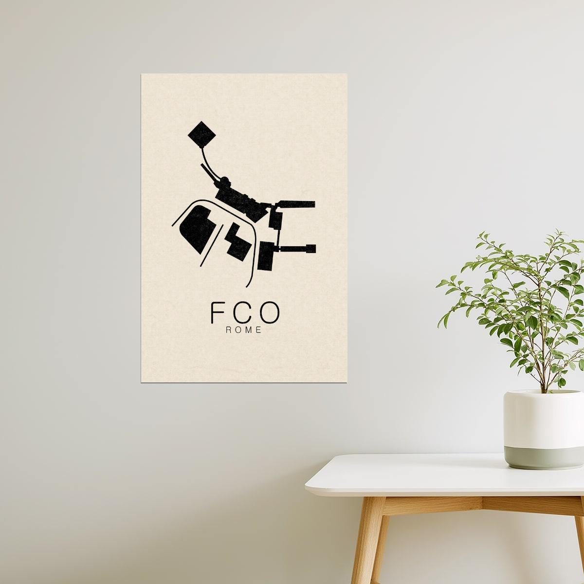 Rome Map | FCO Fiumicino Airport Minimalist Poster