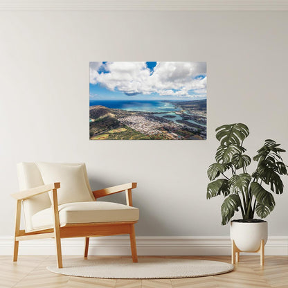 Honolulu Aerial View Poster | Oahu Hawaii Photography | Tropical Cityscape Wall Art