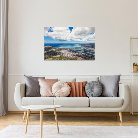 Honolulu Aerial View Poster | Oahu Hawaii Photography | Tropical Cityscape Wall Art