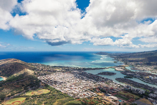 Honolulu Aerial View Poster | Oahu Hawaii Photography | Tropical Cityscape Wall Art