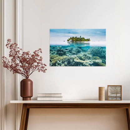 Maldives Half-Underwater View | Tropical Photography Print | Ocean Life Poster - Photography Poster