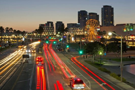 Long Beach Pike at Dusk | California Amusement Park Photography | City Poster - Photography Poster
