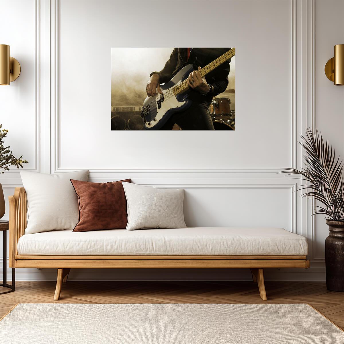 Bass Guitarist on Stage | Live Music Concert Photography | Rock Band Performance Poster - Music Poster