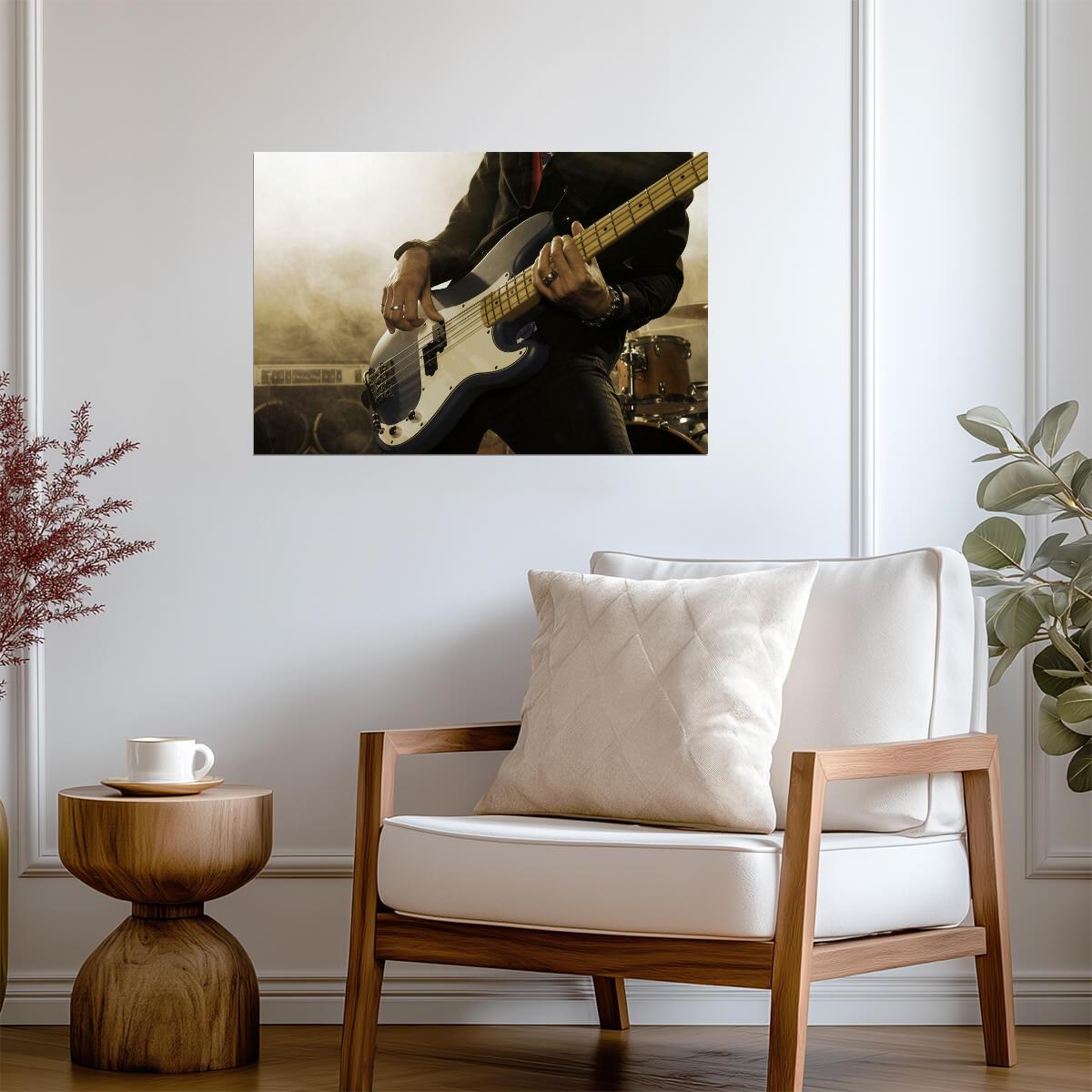 Bass Guitarist on Stage | Live Music Concert Photography | Rock Band Performance Poster - Music Poster
