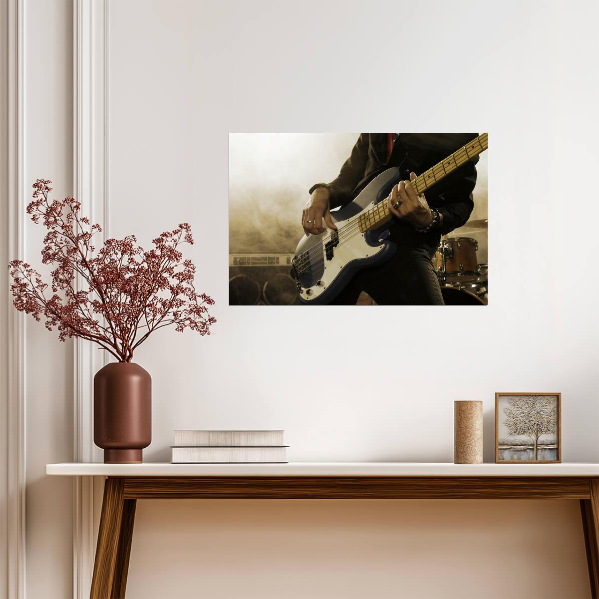 Bass Guitarist on Stage | Live Music Concert Photography | Rock Band Performance Poster - Music Poster