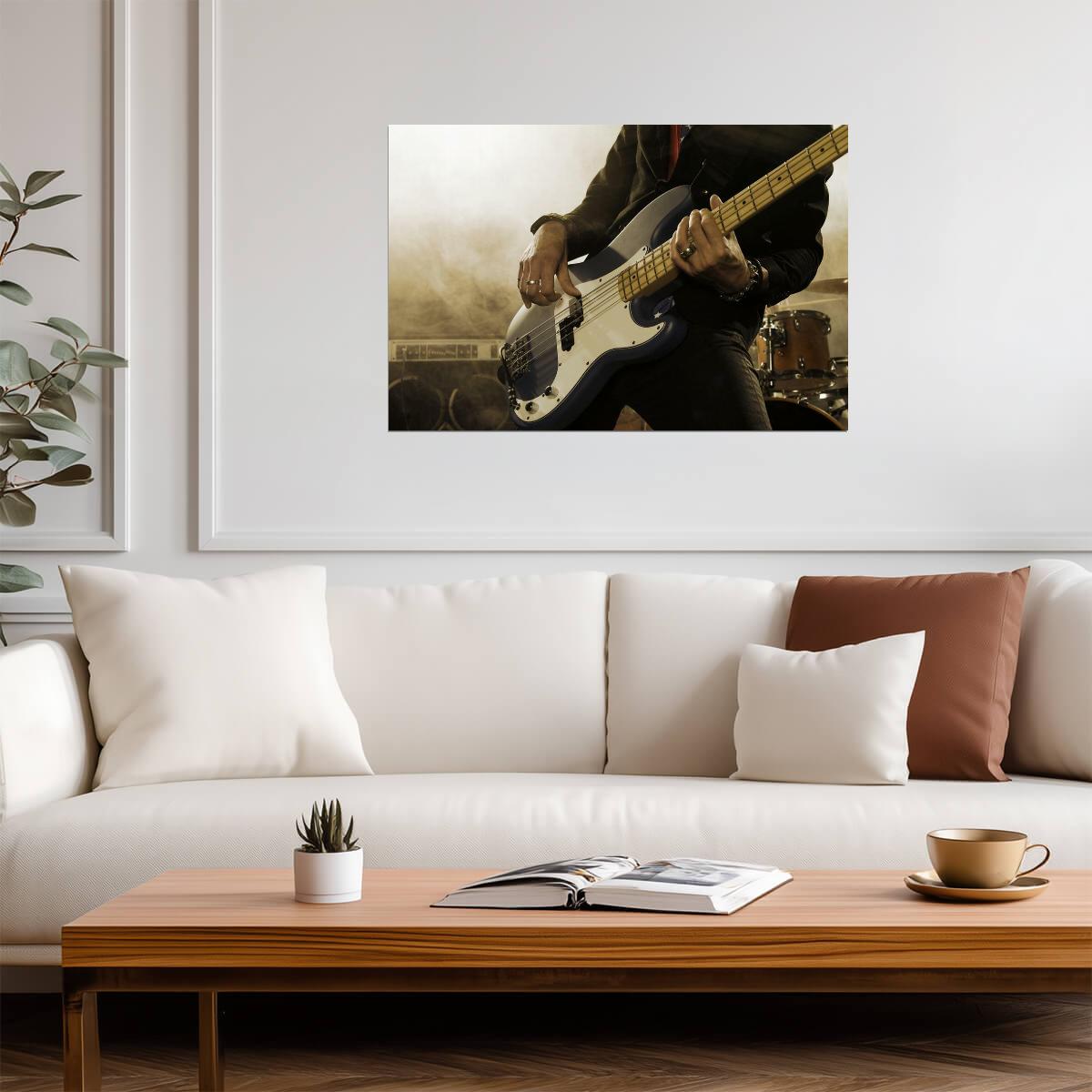 Bass Guitarist on Stage | Live Music Concert Photography | Rock Band Performance Poster - Music Poster