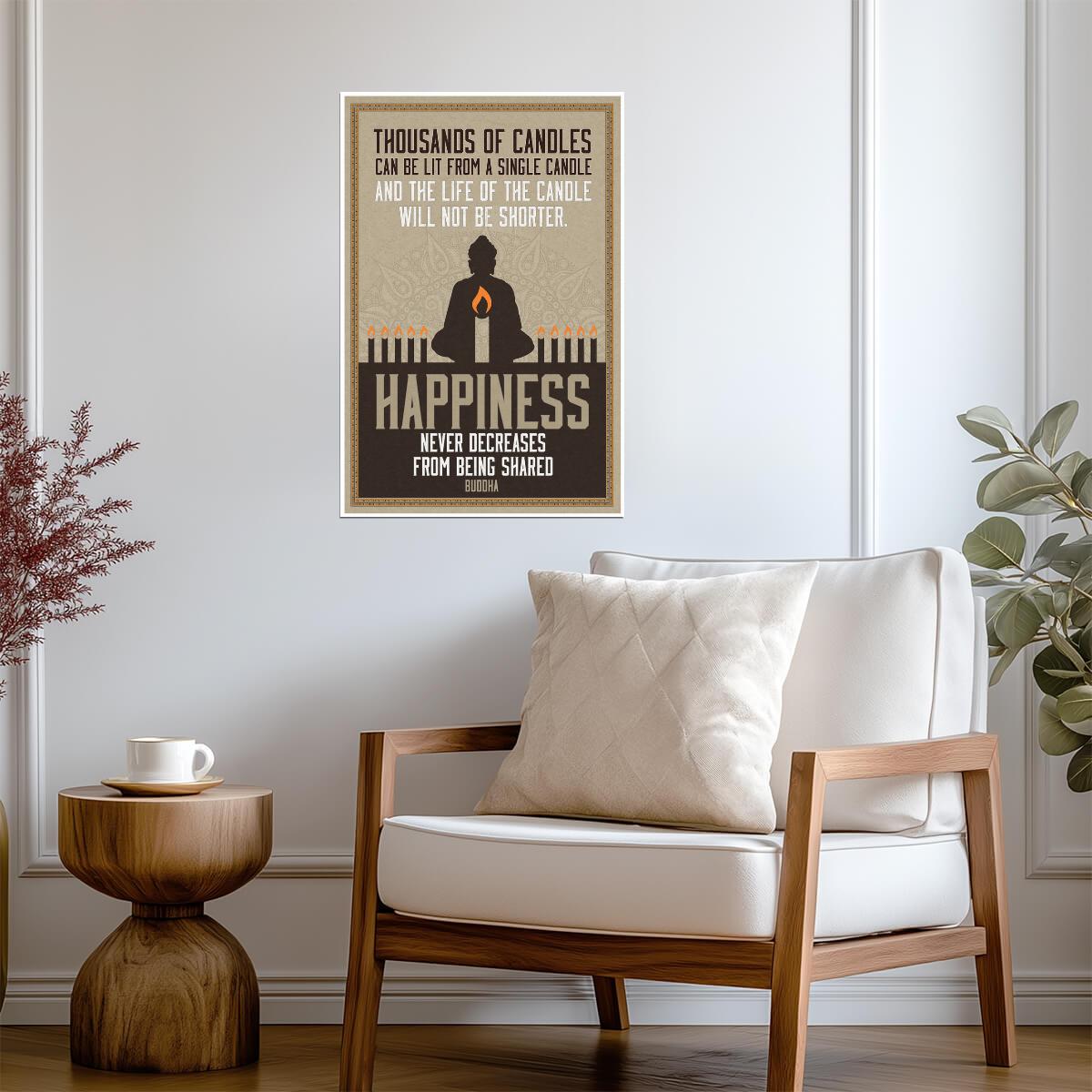 Thousands of Candles Can Be Lit From a Single Candle | Buddha Quote Poster | Happiness Wall Art - Type & Quotes Poster