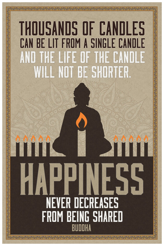Thousands of Candles Can Be Lit From a Single Candle | Buddha Quote Poster | Happiness Wall Art - Type & Quotes Poster