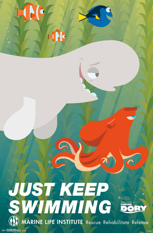 Finding Dory | "Just Keep Swimming" Quote | Pixar Movie Poster - Movies & TV Poster