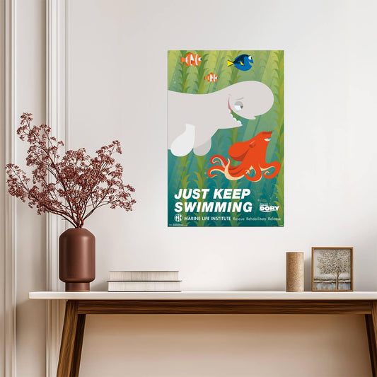 Finding Dory | "Just Keep Swimming" Quote | Pixar Movie Poster - Movies & TV Poster