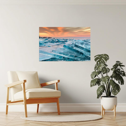Lake Baikal Broken Ice Poster | Siberia Winter Photography | Frozen Landscape Wall Art