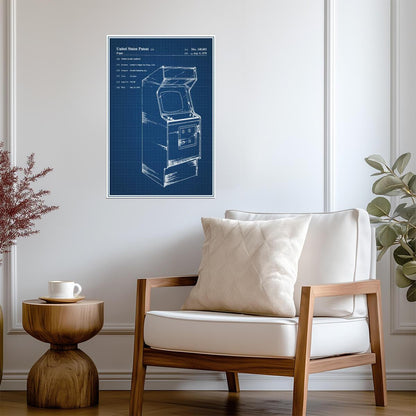 Vintage Arcade Cabinet Patent | Retro Gaming Poster | 80s Gamer Blueprint Art
