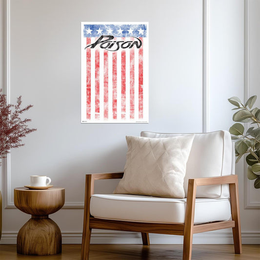 Poison The Band American Flag Logo | Glam Metal Rock Poster | Vintage Music Wall Art - Music Poster