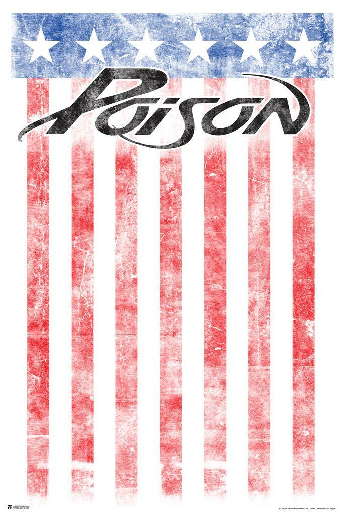 Poison The Band American Flag Logo | Glam Metal Rock Poster | Vintage Music Wall Art - Music Poster