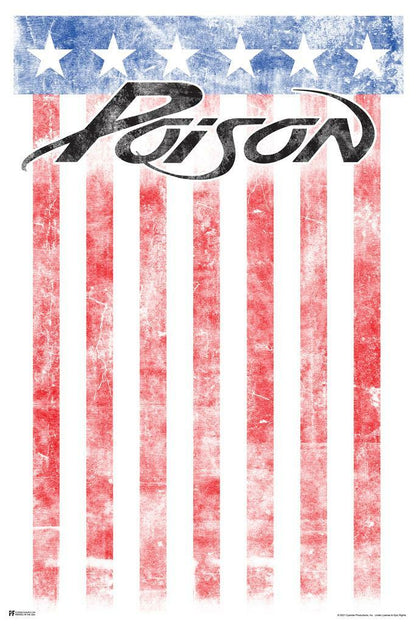 Poison The Band American Flag Logo | Glam Metal Rock Poster | Vintage Music Wall Art - Music Poster