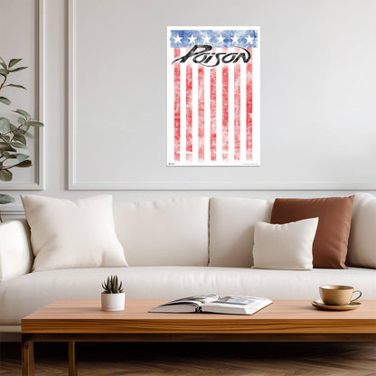 Poison The Band American Flag Logo | Glam Metal Rock Poster | Vintage Music Wall Art - Music Poster