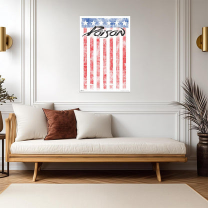 Poison The Band American Flag Logo | Glam Metal Rock Poster | Vintage Music Wall Art - Music Poster