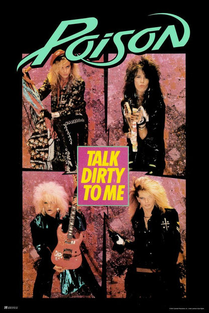 Poison Talk Dirty to Me | 80s Rock Anthem Poster | Glam Metal Music Wall Art - Music Poster