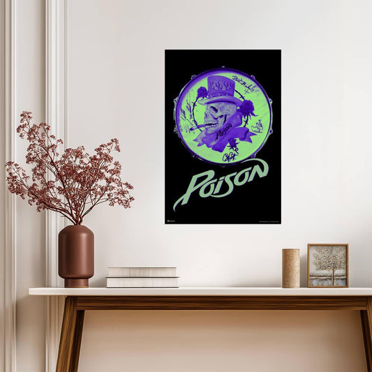 Poison Skull Logo on Bass Drum | Glam Metal Rock Poster | Vintage Band Artwork - Music Poster