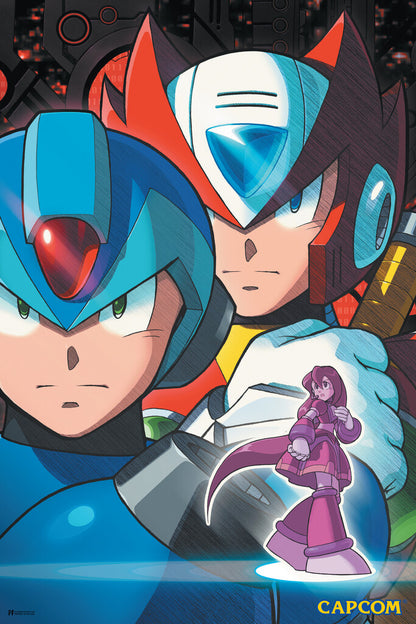 Mega Man Character Faces | 8-Bit Retro Gaming Poster - Video Games Poster