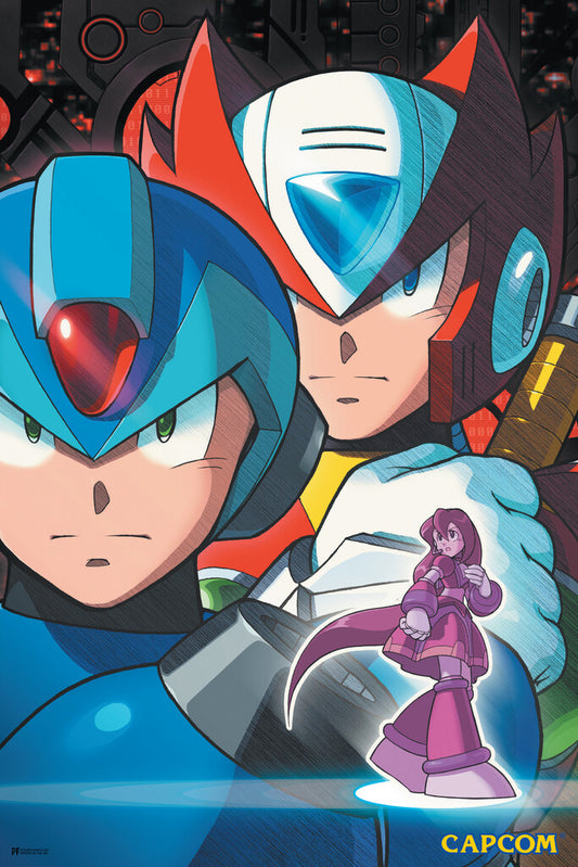Mega Man Character Faces | 8-Bit Retro Gaming Poster - Video Games Poster