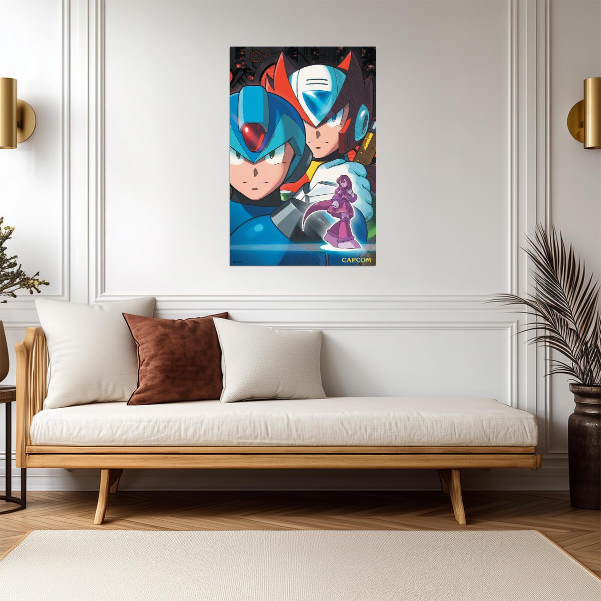 Mega Man Character Faces | 8-Bit Retro Gaming Poster - Video Games Poster