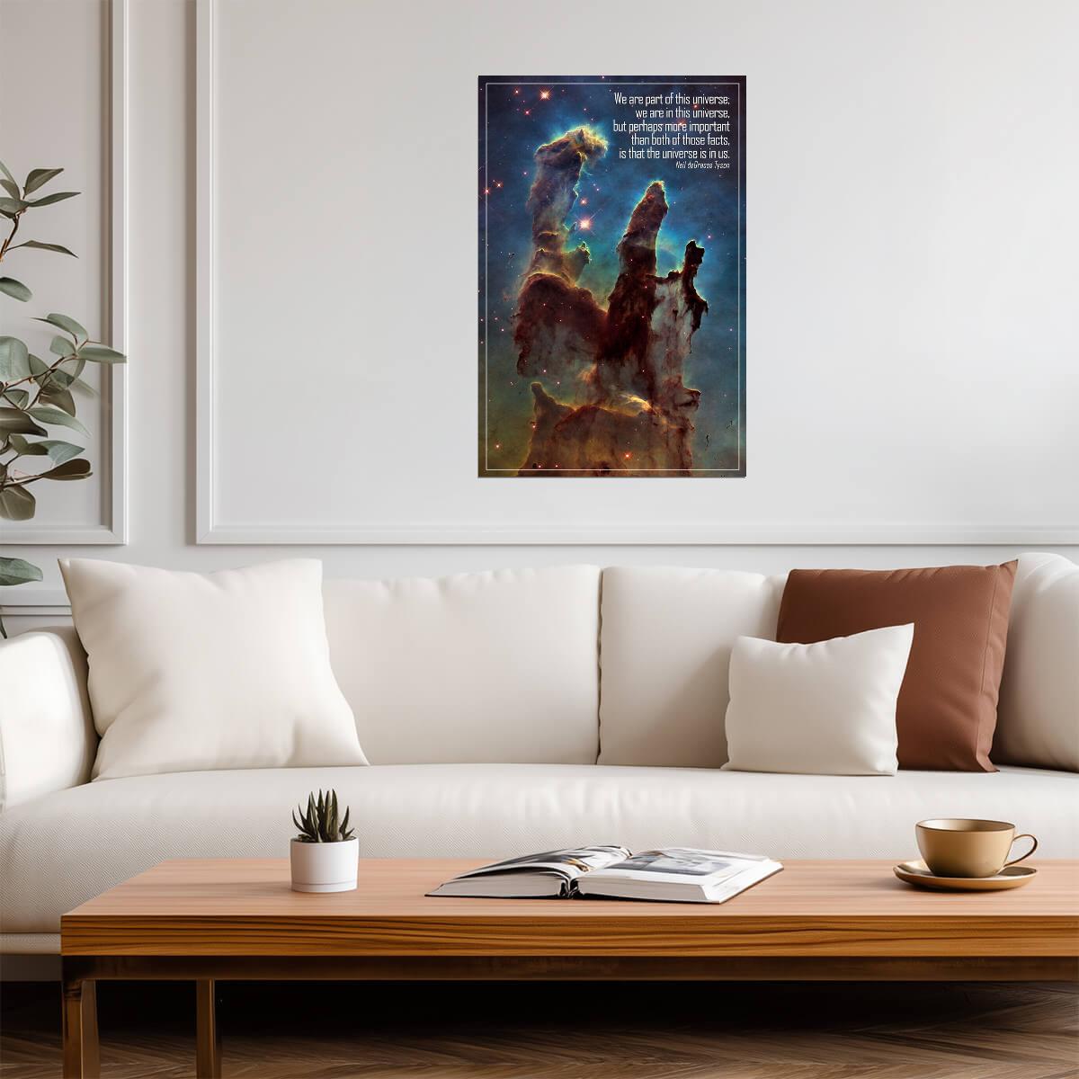 The Universe Is In Us Neil deGrasse Tyson Quote | Pillars of Creation Nebula Poster | Astrophysics Wall Art - Type & Quotes Poster