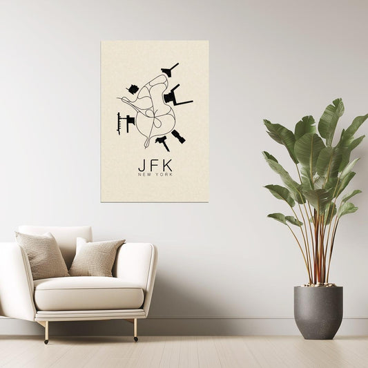 New York Map | JFK Airport Minimalist Poster