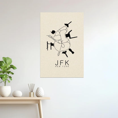 New York Map | JFK Airport Minimalist Poster