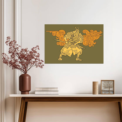 Samurai Silhouette | Japanese Style Art Print | Minimalist Warrior Poster
