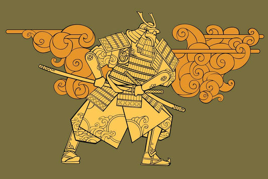 Samurai Silhouette | Japanese Style Art Print | Minimalist Warrior Poster