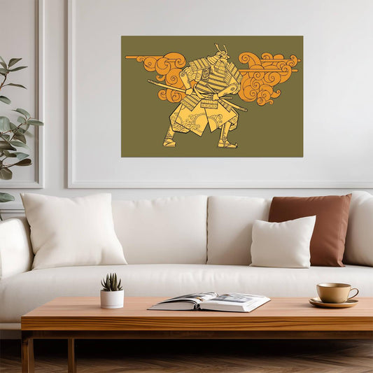 Samurai Silhouette | Japanese Style Art Print | Minimalist Warrior Poster