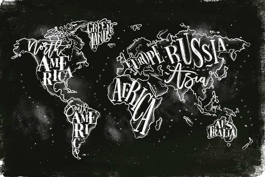 World Map | Chalkboard Typography Countries Map Poster