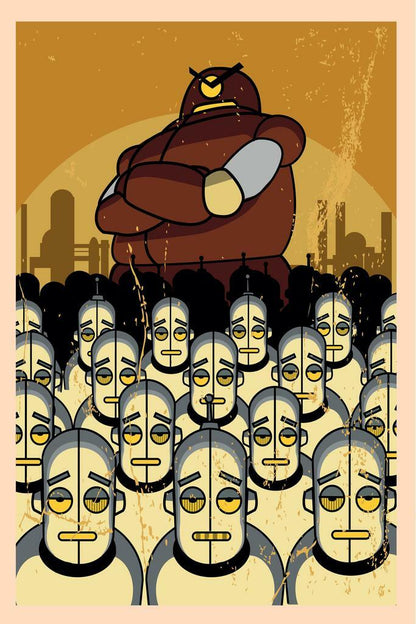 Japanese Anti-American Propaganda | Vintage Robot Invasion Poster | WWII History Art - Vintage & Retro Poster