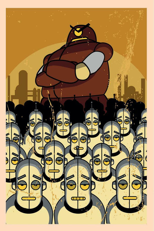 Japanese Anti-American Propaganda | Vintage Robot Invasion Poster | WWII History Art - Vintage & Retro Poster