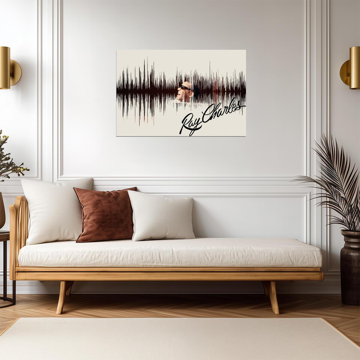 Ray Charles I Got A Woman Soundwave Art | Vintage Music Poster | Audio Waveform Print - Music Poster