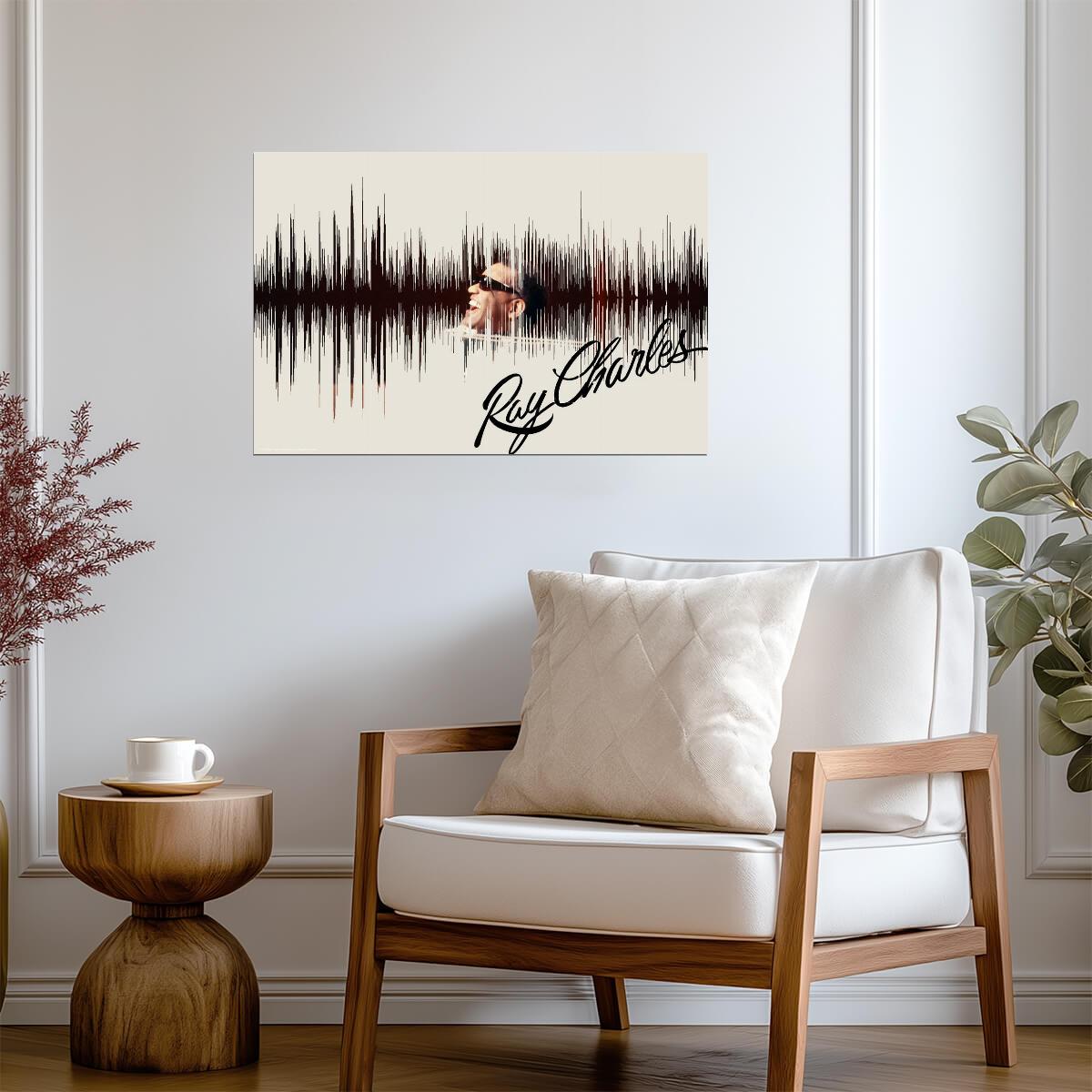 Ray Charles I Got A Woman Soundwave Art | Vintage Music Poster | Audio Waveform Print - Music Poster