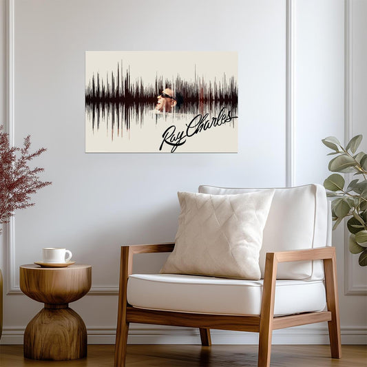 Ray Charles I Got A Woman Soundwave Art | Vintage Music Poster | Audio Waveform Print - Music Poster