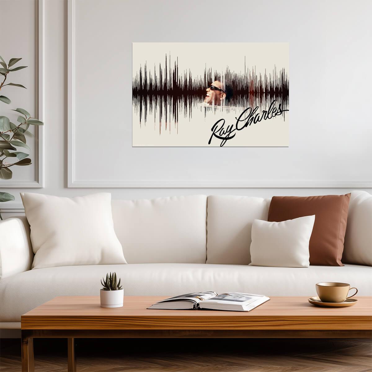 Ray Charles I Got A Woman Soundwave Art | Vintage Music Poster | Audio Waveform Print - Music Poster