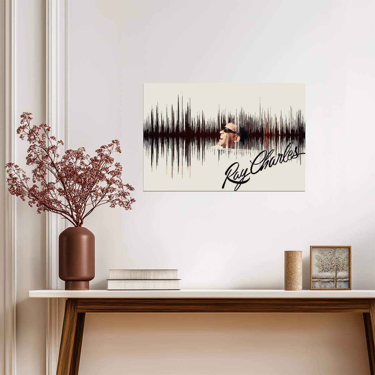Ray Charles I Got A Woman Soundwave Art | Vintage Music Poster | Audio Waveform Print - Music Poster