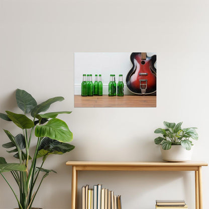 Guitar and Beer Poster | Music Photography | Man Cave Wall Art