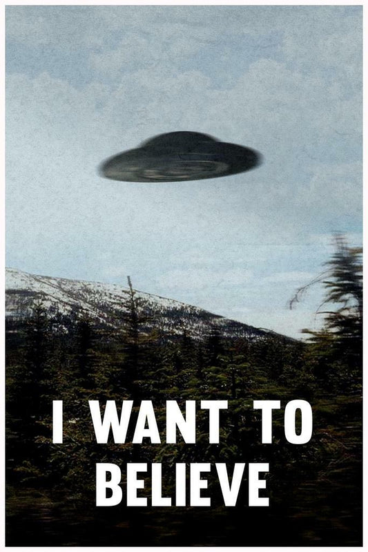 The X-Files "I Want To Believe" | Vintage UFO Poster | Mulder's Office Wall Art