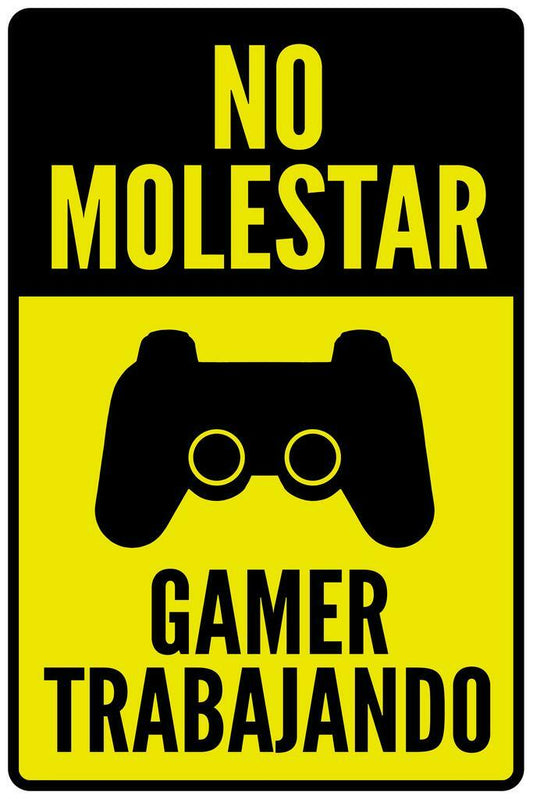 No Molestar Gamer Trabajando | Spanish Gaming Quote Poster | Funny Gamer Door Sign - Video Games Poster
